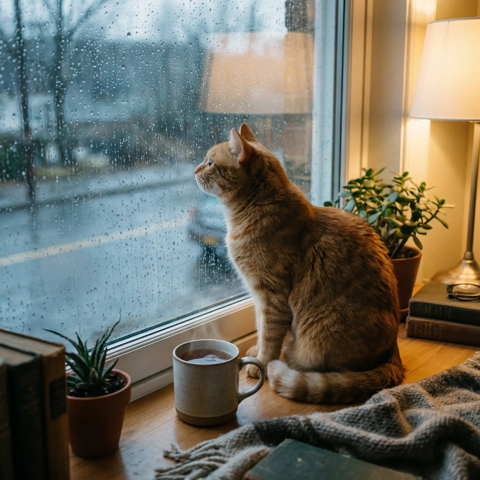 猫咪望着窗外的雨 - 欧美2019高清hd